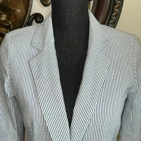 Joie Women’s blue White Striped Seersucker Blazer Jacket Size Small 4 NEW!! - Picture 5 of 15
